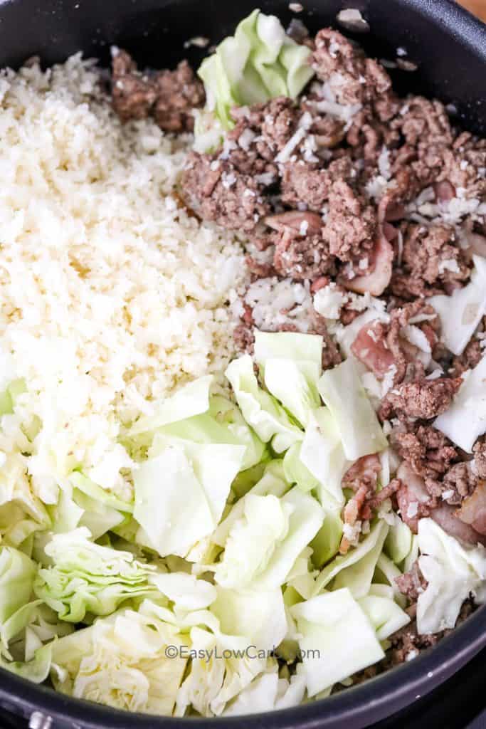 ingredients for Low Carb Pork and Cabbage Skillet