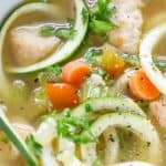 Low Carb Chicken Soup made with zucchini noodles, or zoodles