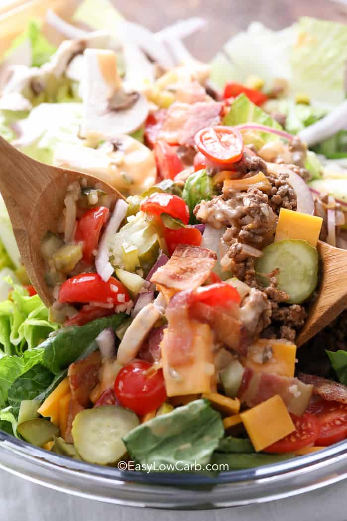 serving Bacon Cheeseburger Salad