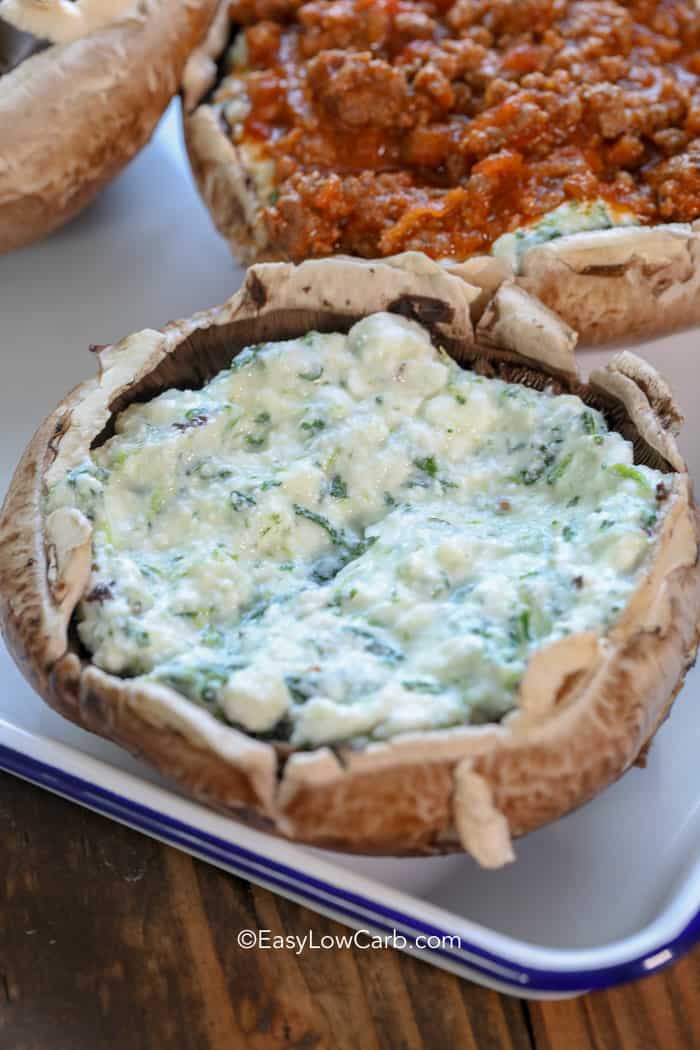 making Lasagna Stuffed Mushrooms