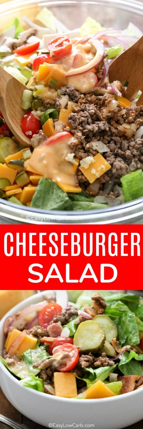 Bacon Cheeseburger Salad with text