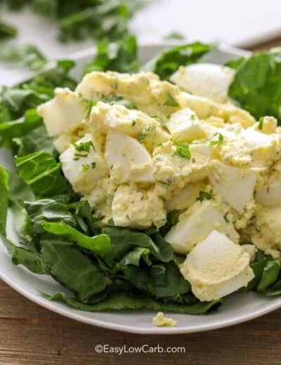 Low Carb Egg Salad on a bed of lettuce