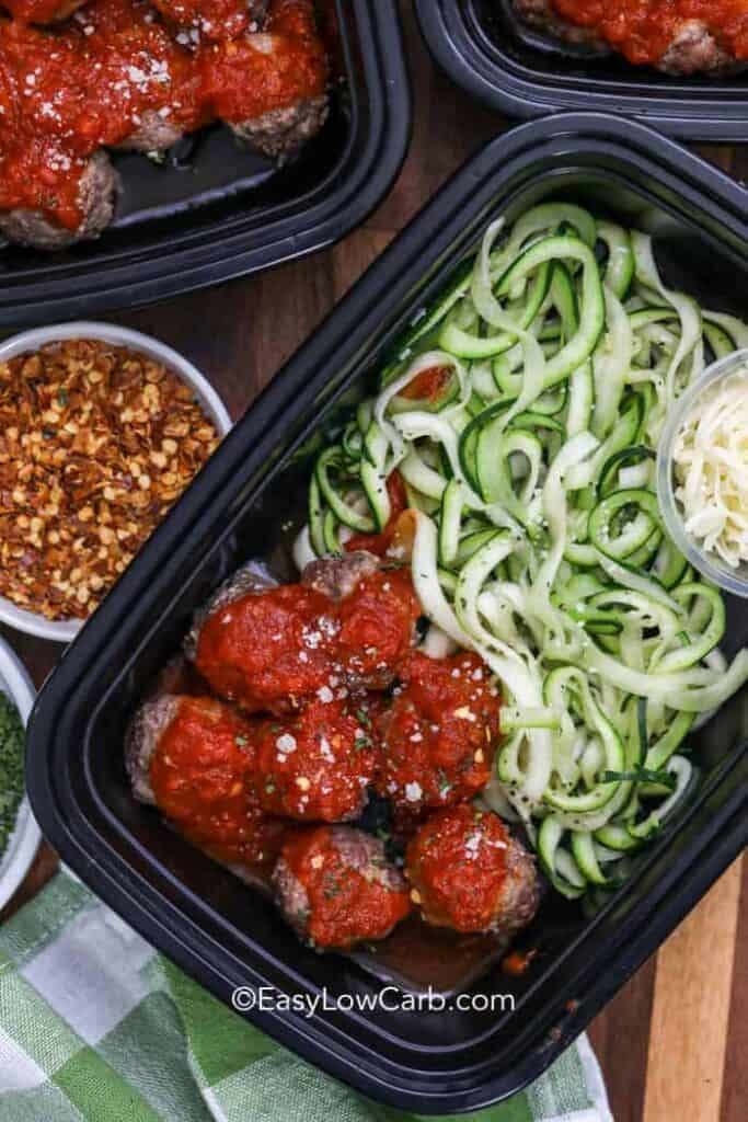 Zoodle Spaghetti and Meatballs Meal Prep