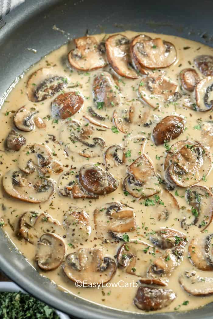 side view of Dijon Mushroom Cream Sauce