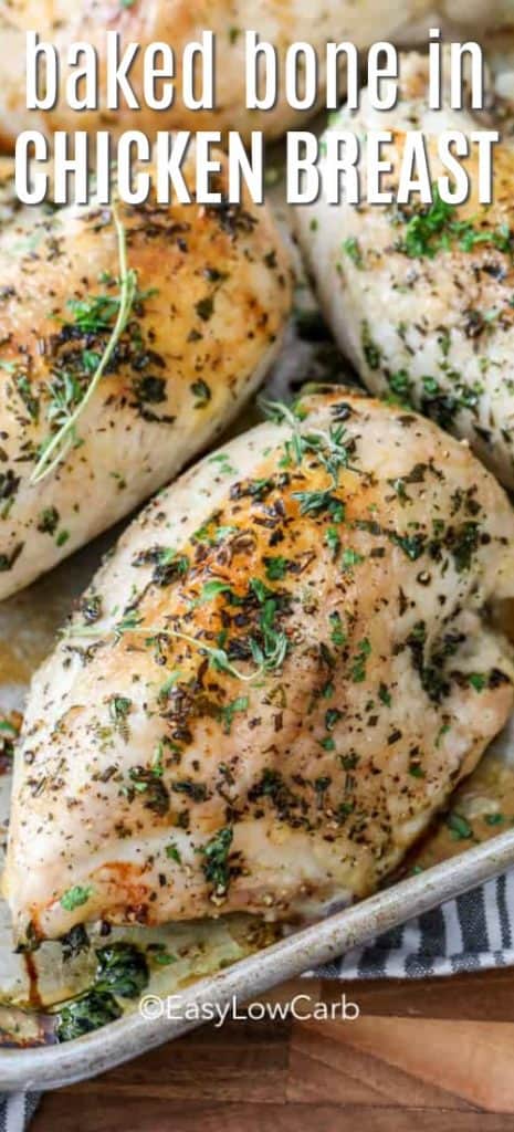Baked Bone In Chicken Breasts on a baking tray