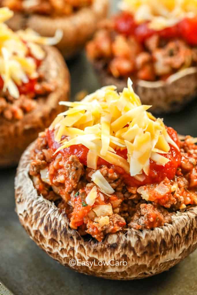 Stuffed Portobello Mushroom Caps {Main or Appetizer!} - Easy Low Carb