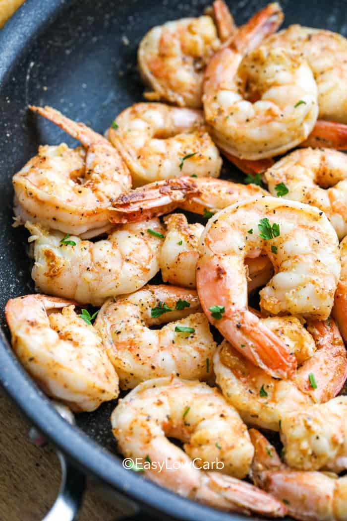 closeup of Cajun Shrimp in a pan