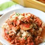 Creamy Tomato Casserole on a white plate