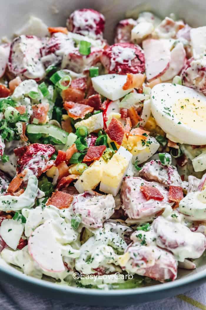 Radish Salad with eggs in a bowl