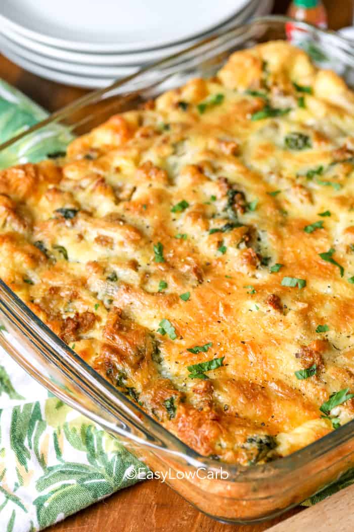 casserole dish of Spinach Cheese Egg Bake