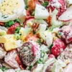 overhead of a bowl of radish salad