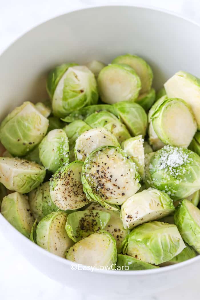 prepped Brussel Sprouts for the air fryer