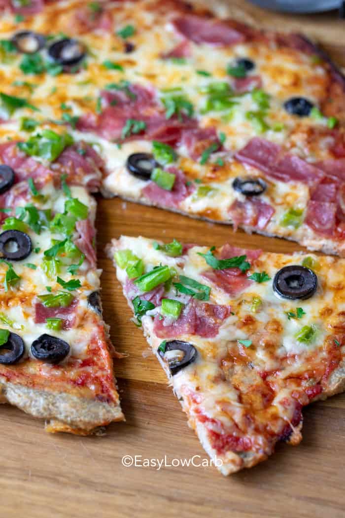 Chicken Pizza Crust with olives, onions and cheese