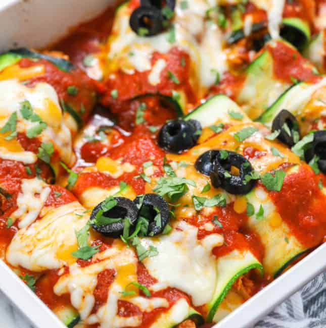 Low Carb Zucchini Enchiladas {Easy & Delicious!} - Easy Low Carb
