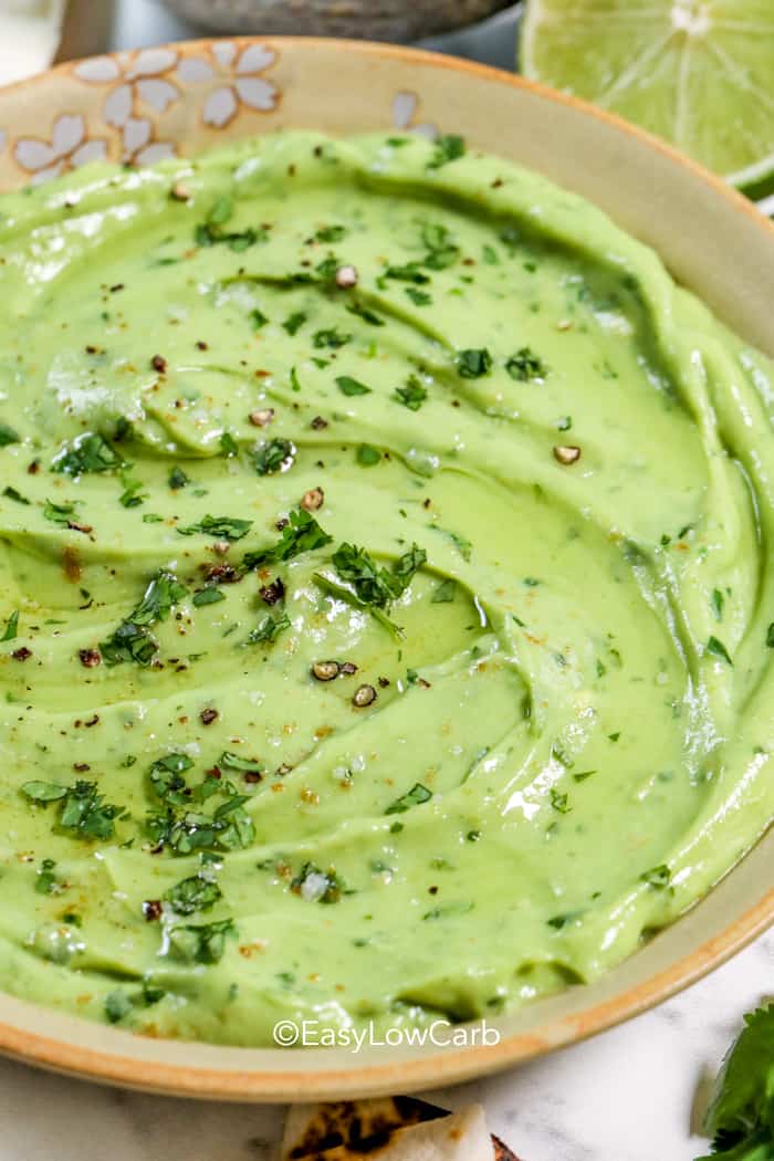 low carb avocado dip overehead