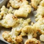 Roasted Cauliflower on a baking sheet