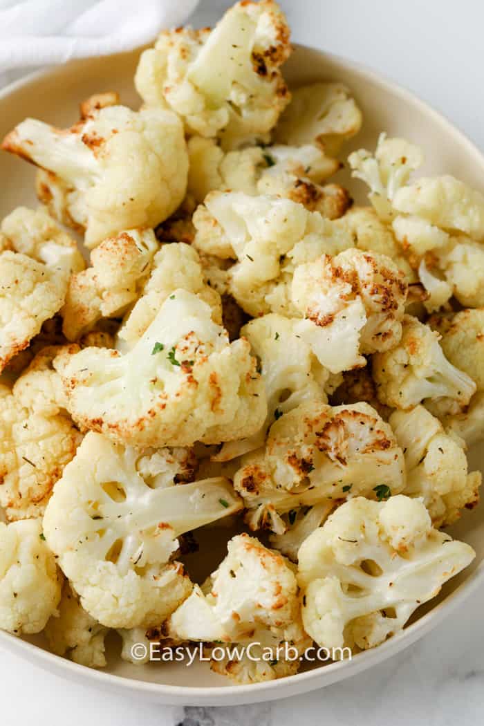 Roasted Cauliflower in a white bowl