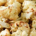 Roasted Cauliflower in a bowl with a title