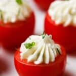 close up of a Stuffed Cherry Tomatoe