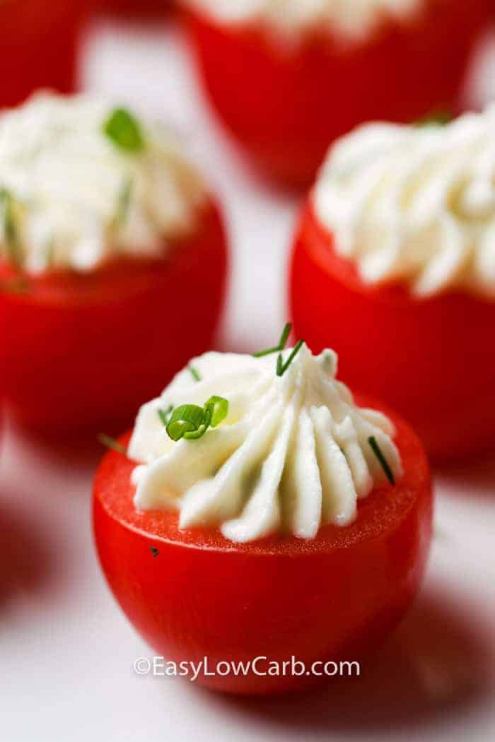 close up of a Stuffed Cherry Tomatoe