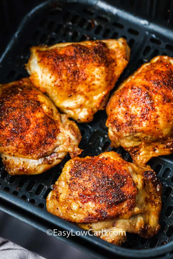 Air Fryer Chicken Thighs {with only 3 ingredients!} Easy Low Carb