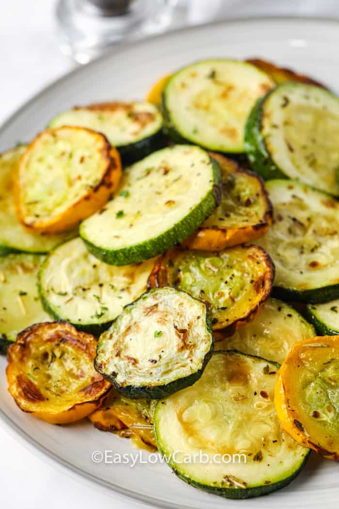 Air Fryer Summer Squash on a plate