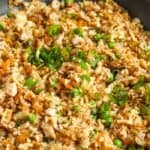 cooked Cauliflower Chicken Fried Rice in a pot