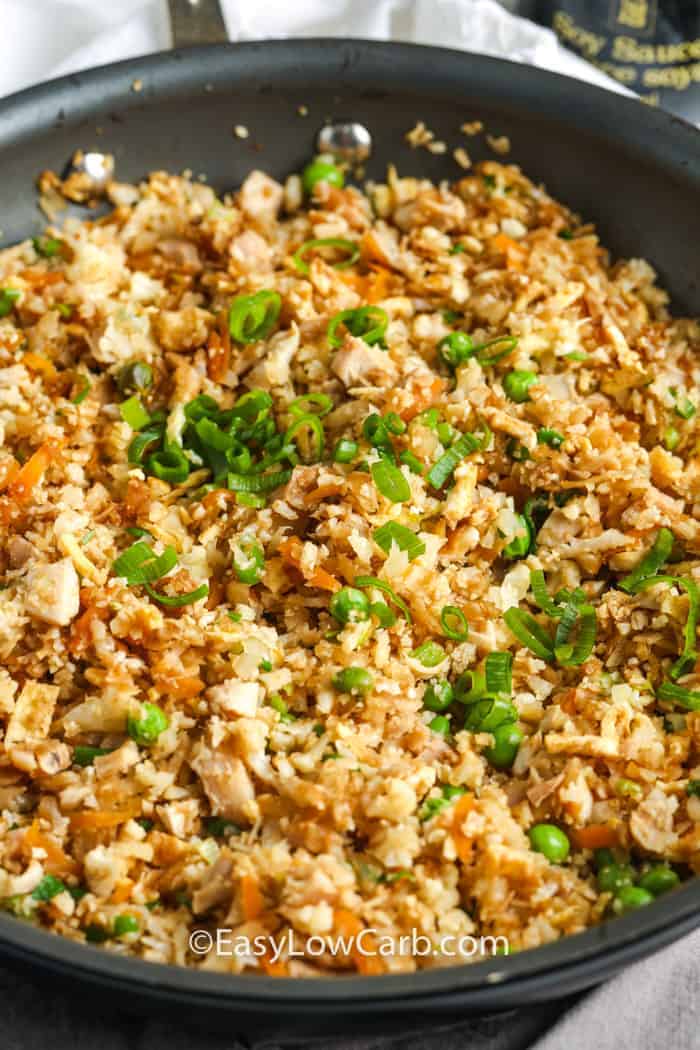 Cauliflower Chicken Fried Rice {Low Carb One-Pan Meal} - Easy Low Carb