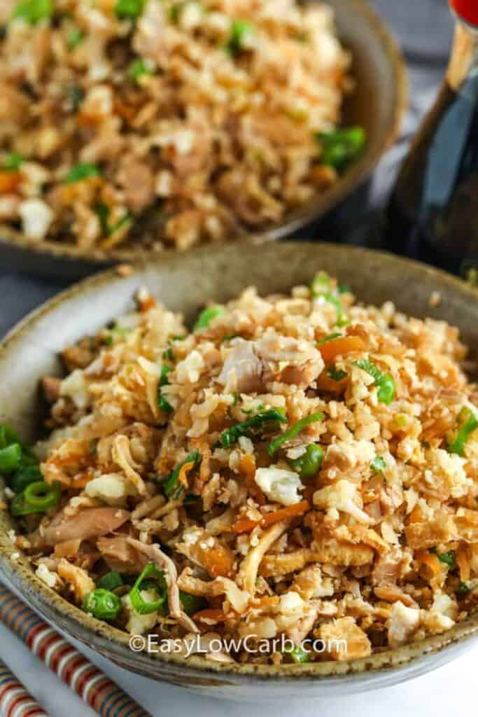 Cauliflower Chicken Fried Rice {Low Carb OnePan Meal} Easy Low Carb