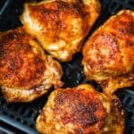 Air Fryer Chicken Thighs after cooking in the air fryer