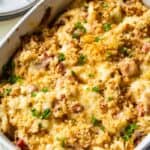 Low Carb Cordon Blue Casserole in a casserole dish after baking