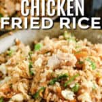 Cauliflower Chicken Fried Rice in bowls with a title