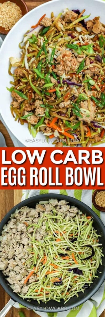 Low Carb Egg Roll in a Bowl {with broccoli slaw!} - Easy Low Carb