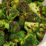 close up of Air Fryer Broccoli on a plate