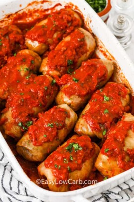 cooked Cabbage Rolls in a dish