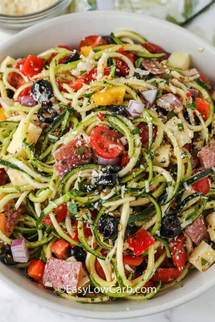 Zucchini Pasta Salad (Easy Side Dish!) Easy Low Carb