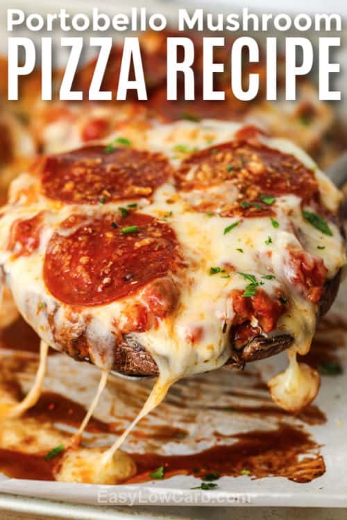 Portobello Mushroom Pizza with writing