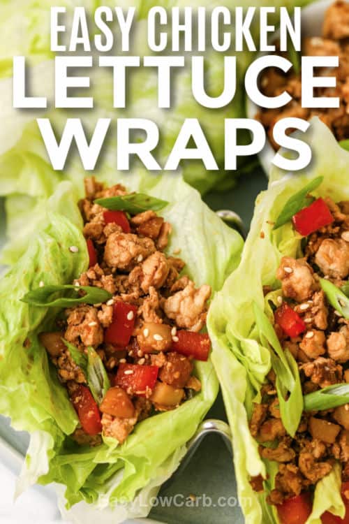 Healthy Chicken Lettuce Wraps with a title
