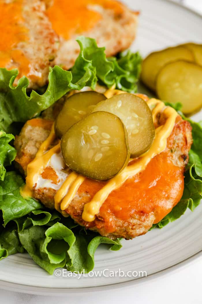 close up of cooked and plated Easy Turkey Burgers
