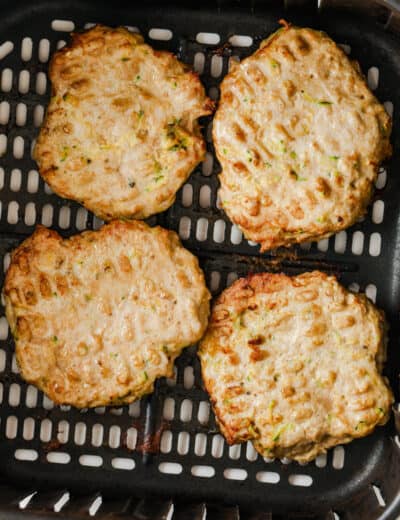 close up of air fryer Easy Turkey Burgers