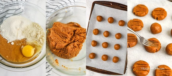 process of making Keto Peanut Butter Cookies