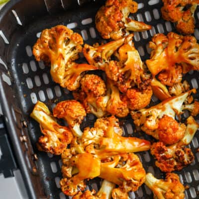 Buffalo Cauliflower Air Fryer Recipe in the air fryer after cooking