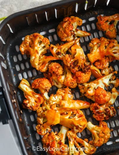 Buffalo Cauliflower Air Fryer Recipe in the air fryer after cooking