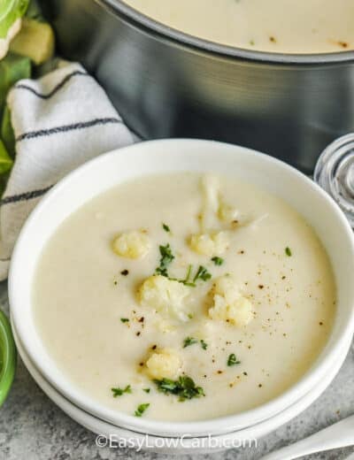 Low Carb Cauliflower Soup in a bowl