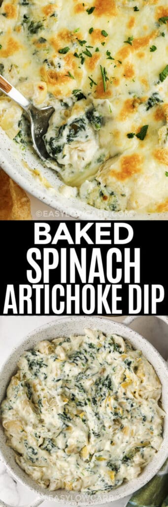 Baked Spinach Artichoke Dip (30 Min Appetizer!) - Easy Low Carb