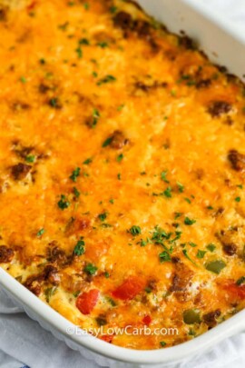 Low Carb Taco Casserole cooked in a dish