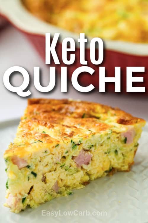 plated Crustless Ham and Cheese Quiche with a title