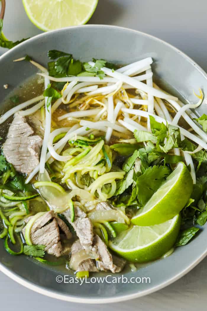 top view of Zucchini Noodle Pho