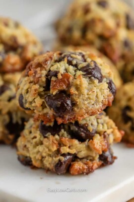 Two Chocolate Coconut Cookies on top of one another