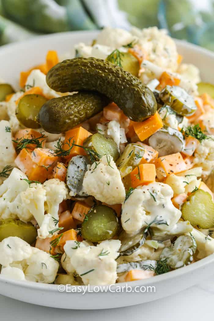 Dill Pickle Salad With Cauliflower (Summer Side Salad!) Easy Low Carb